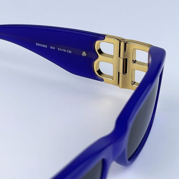 NEW Balenciaga BB0096S 004 Violet/Gold Gray Rectangle/Narrow Women Sunglasses - Picture 8 of 12